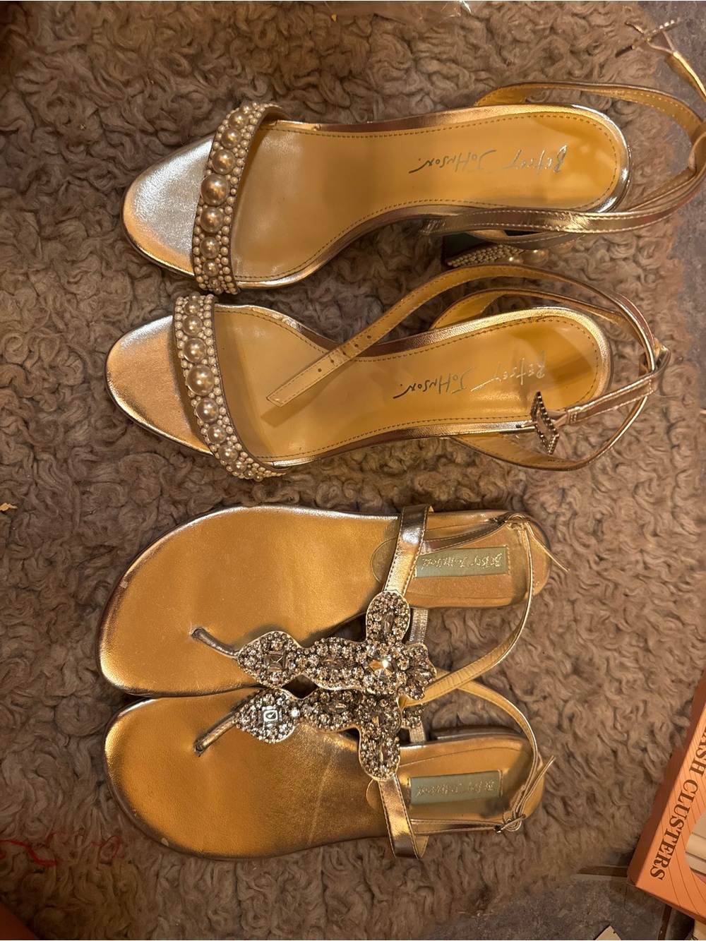 Betsey Johnson Gold Embellished Women's Sandals and heels   - Two Styles